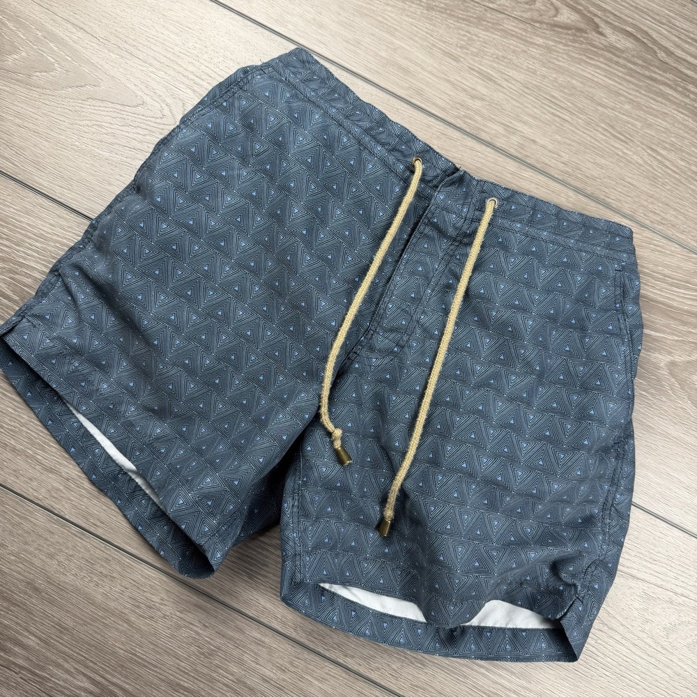 Thorsun Men's Geometric Pattern Lined Drawstring Swim Trunks Blue Size‎ 32